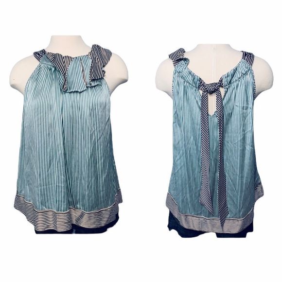 BCBGMaxazria Striped Halter Silk Top S - Picture 3 of 12